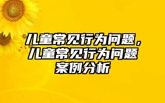 兒童常見行為問題，兒童常見行為問題案例分析